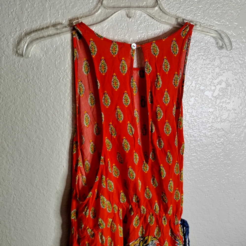 Intimately Free People Rendezvous Colorful Side Tie Dress Asymmetrical Sz L - Picture 6 of 7